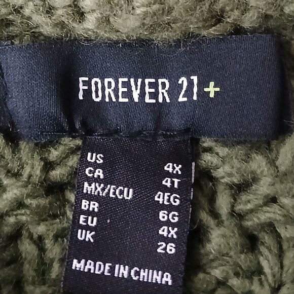 Forever 21 Tunic Sweater Dress 4X Green Cable Knit Acrylic Wool Blend - Picture 6 of 7